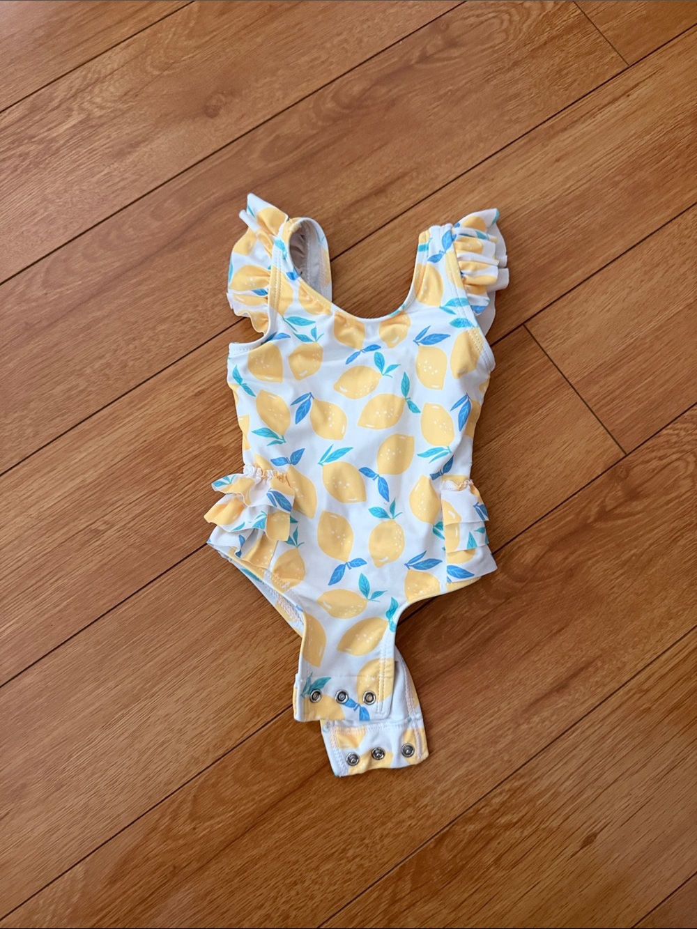Tucker & Tate Lemon Print Ruffle One-Piece Swimsuit - Yellow & Blue